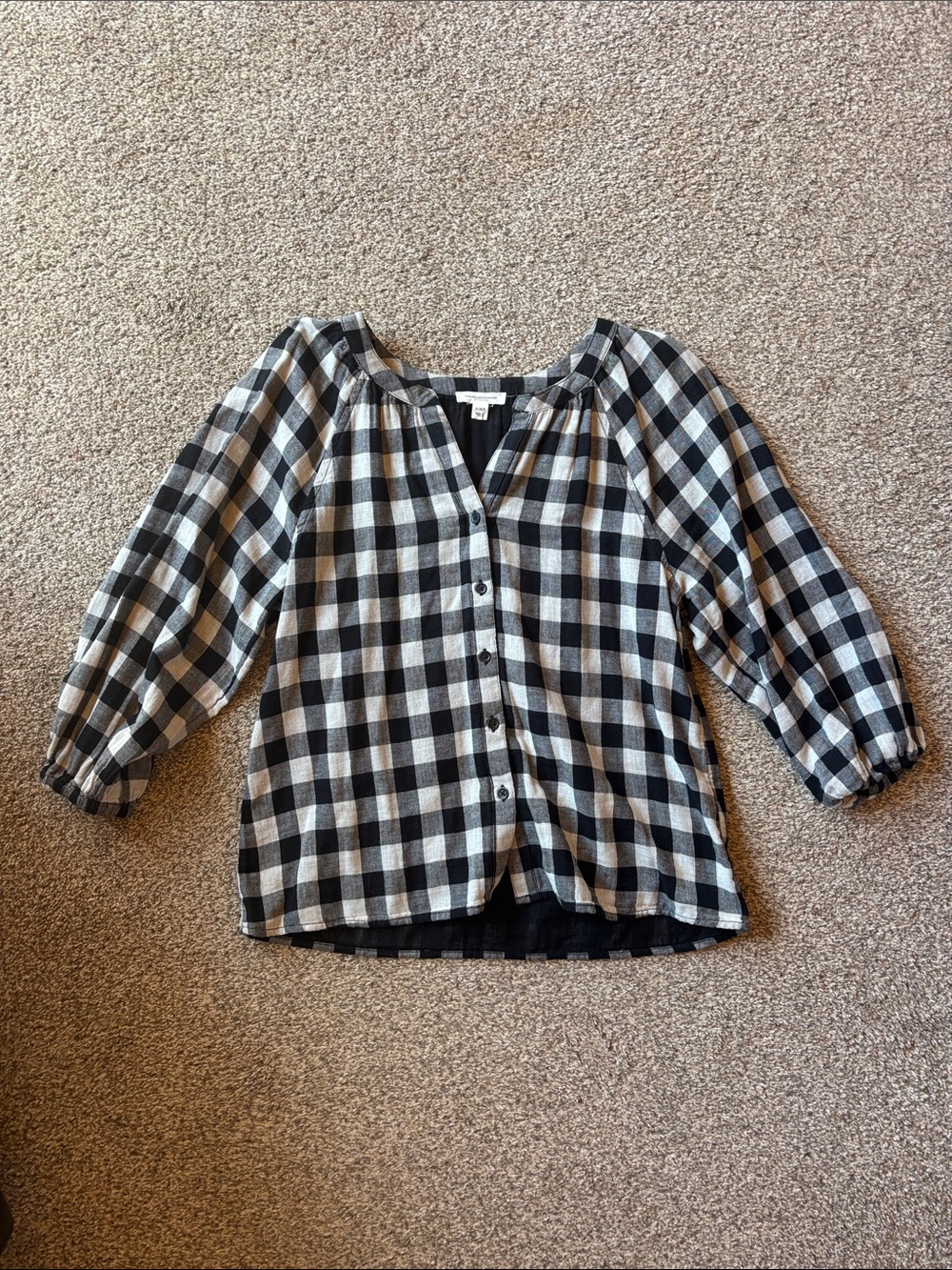 beachlunchlounge Black and White Check Button-Down Top